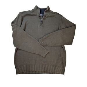 Oscar De La Renta Olive Green Men's 1/4 zip Sweater Size L Fall Sweater Dad